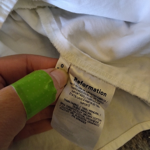 Reformation White Smocked Tie Strap Smocked Cropped Babydoll Marla Tank Top - Picture 6 of 6